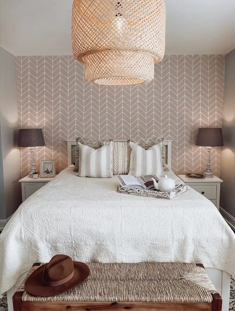 Bold accent wall wallpaper in an Aurora residence