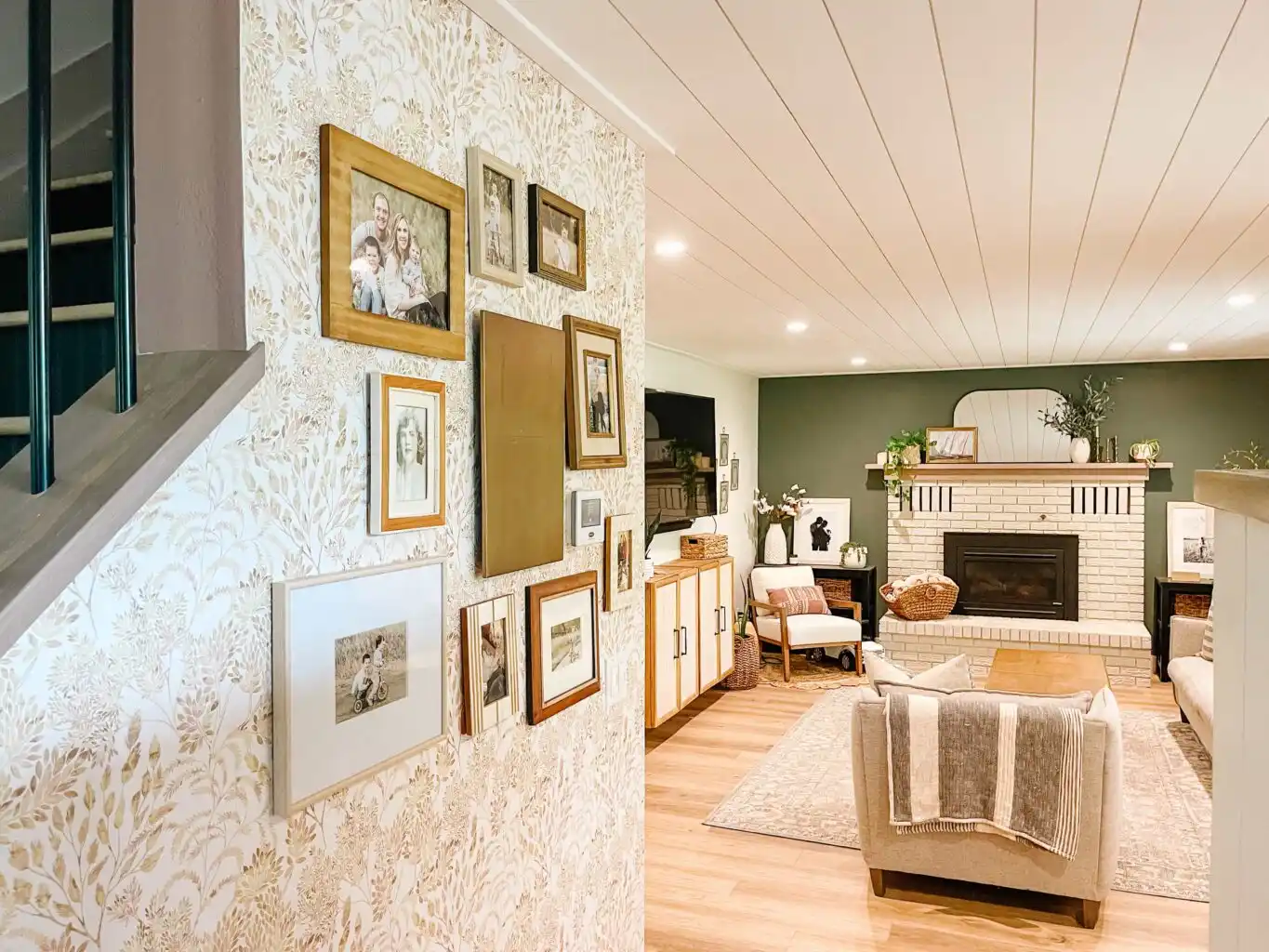 Professional wallpaper installer carefully applying wallcovering in a Chicago residence